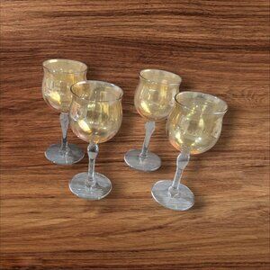 Vintage Amber-Colored Goblet Glass Set Of 4‎ Decorative Stemware Elegant Dining